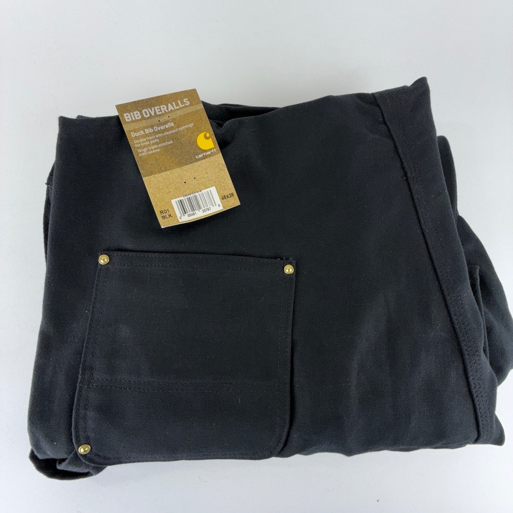 Carhartt Double Knees Duck Bibs Overalls Mens‎ 48x28 R01 BLK Black NWT NOS